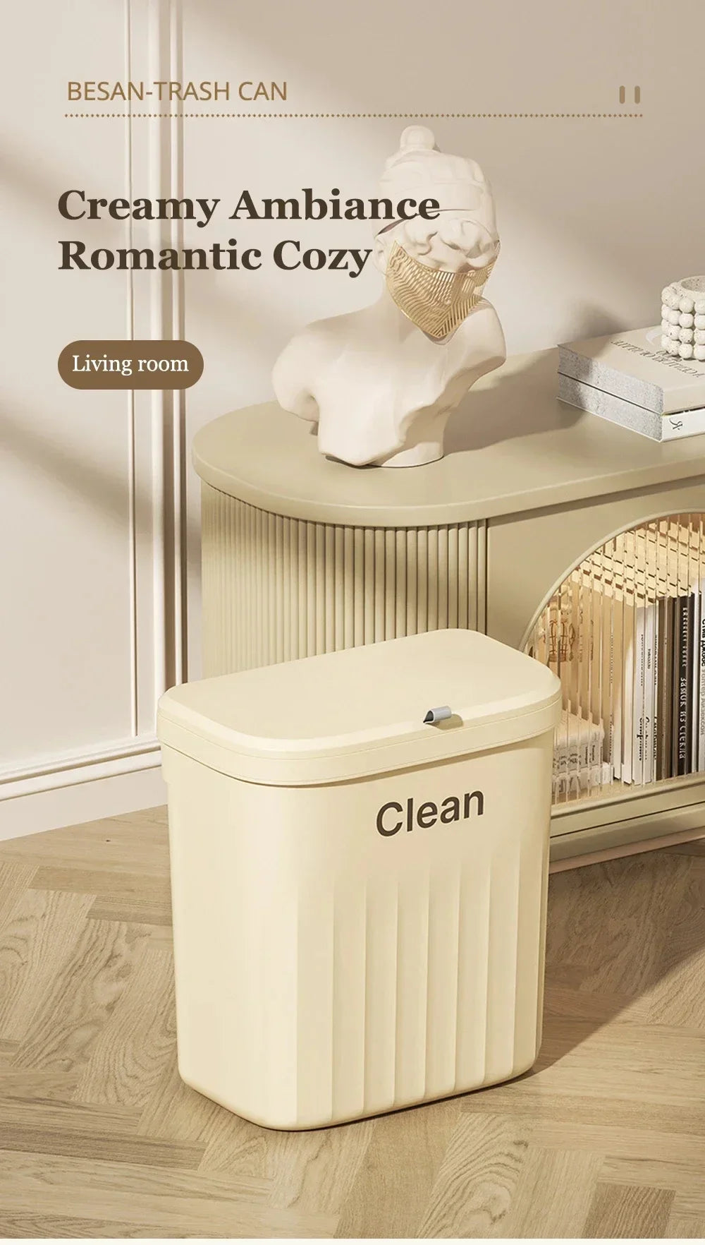 Wall-Mounted Kitchen Waste Bin with Lid, 8.5L or 12L