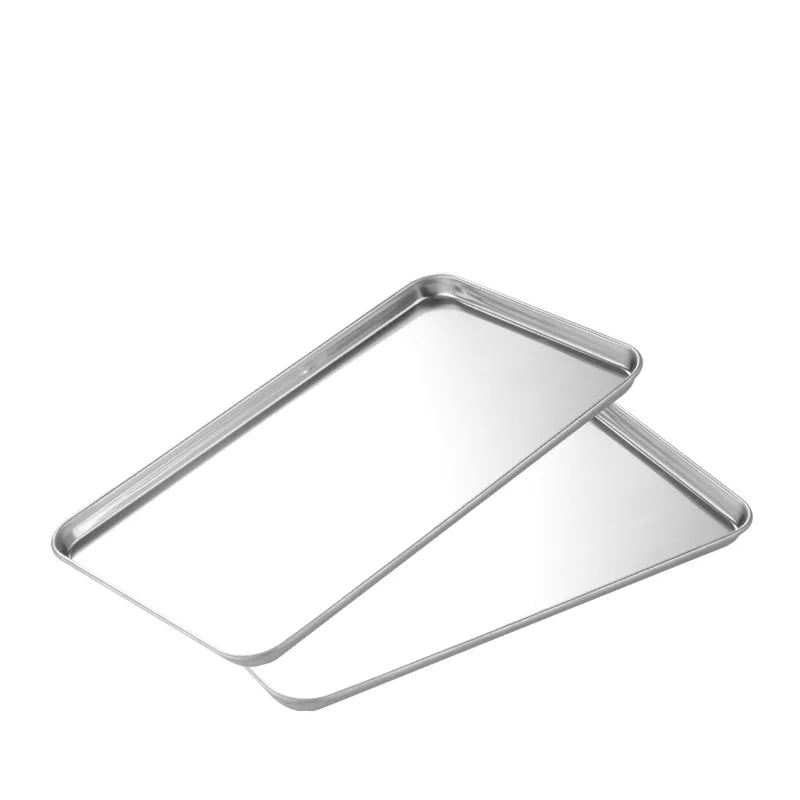 Stainless Steel Rectangle Food Storage Trays Sausage Noodles Fruit Dish Pastry Baking Plates for Restaurant Hotel Kitchen