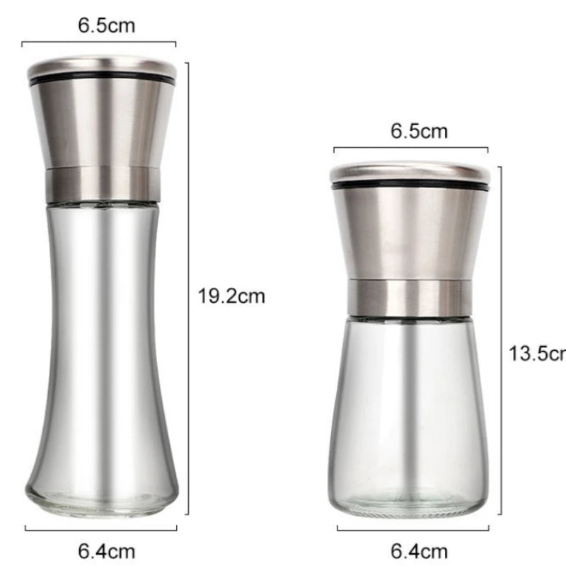 Manual Salt and Pepper Grinder with Glass Body, 180 or 200ml