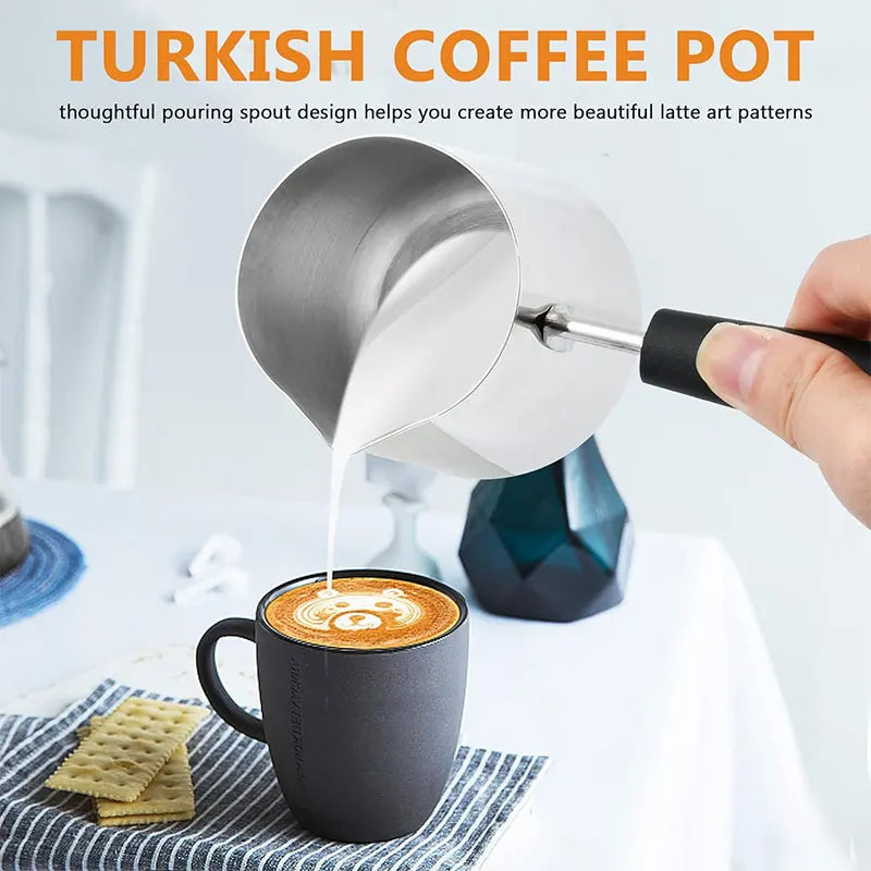 Stainless Steel Turkish Coffee Pot with Long Handle, 350 or 600ml