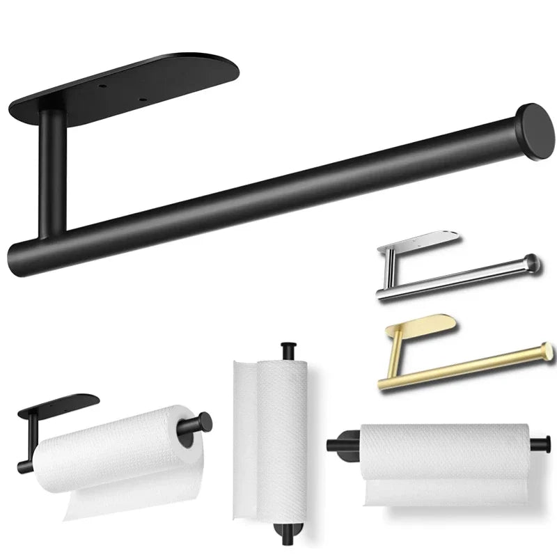 Adhesive Stainless Steel Kitchen Roll and Toilet Paper Holder