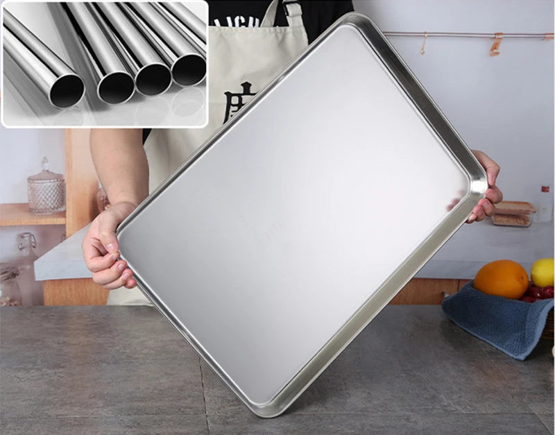 Stainless Steel Rectangle Food Storage Trays Sausage Noodles Fruit Dish Pastry Baking Plates for Restaurant Hotel Kitchen