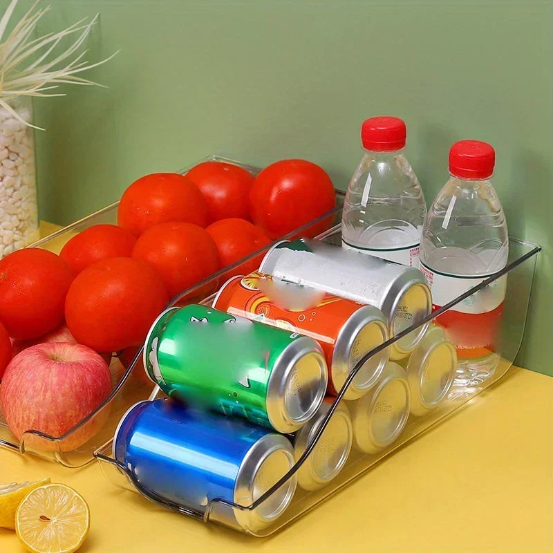 Fridge Organiser Bins and Rolling Can Dispenser