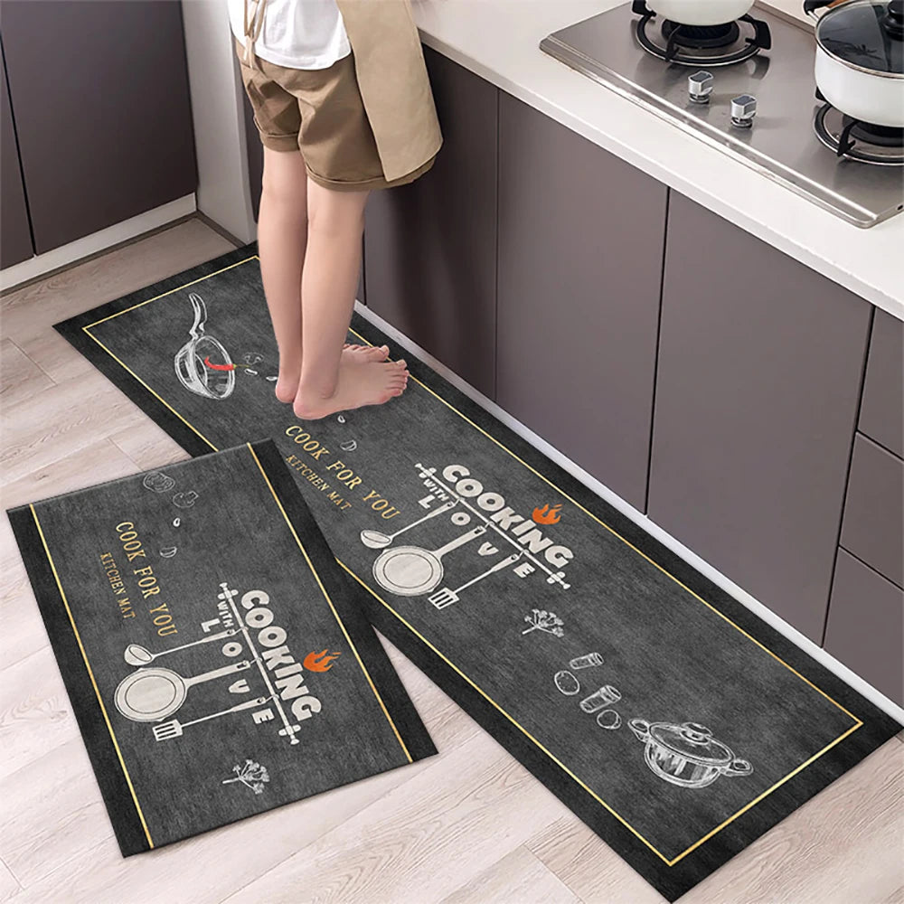 Soft Washable Kitchen Floor Mat and Runner, Anti-Slip, 40 to 160cm