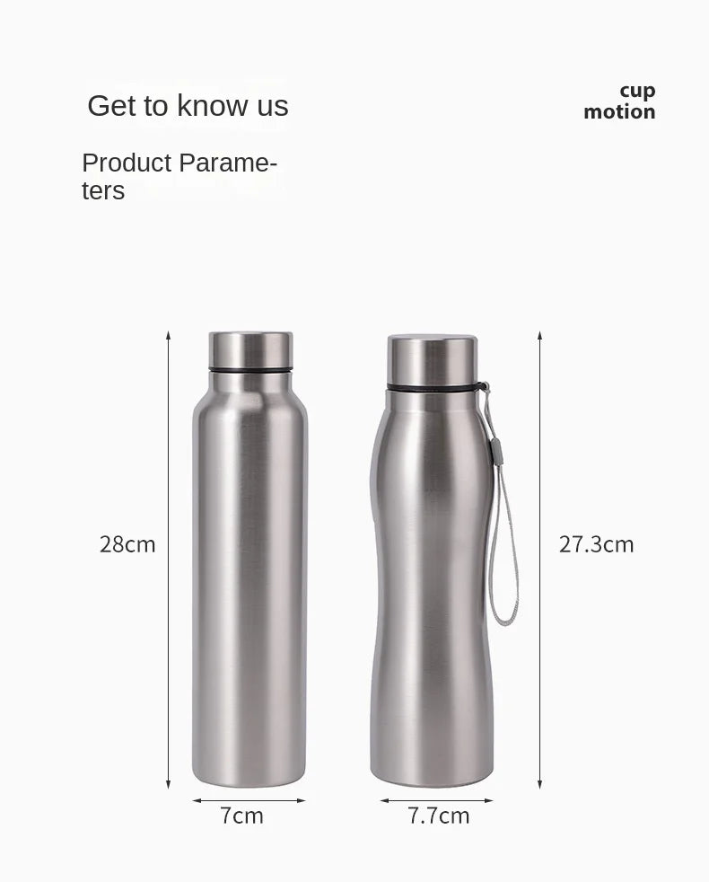 1 Litre Stainless Steel Sports Water Bottle, Single Wall