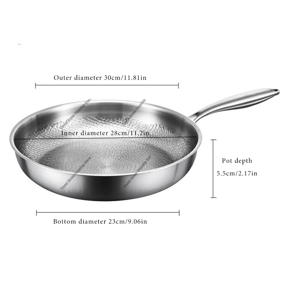 Titanium-Coated Stainless Steel Frying Pan, 22 to 30cm, Gas and Induction