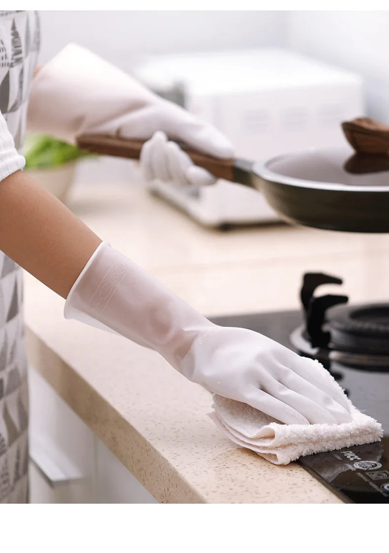 Waterproof Latex Dishwashing Gloves, Thin Household Rubber Cleaning Gloves, S, M or L
