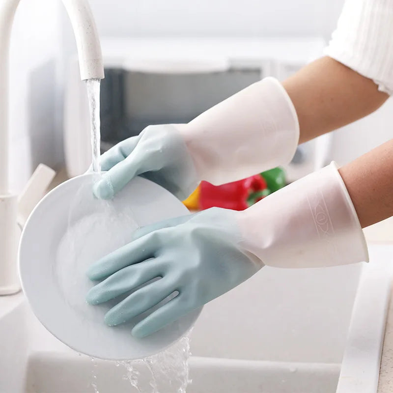 Waterproof Latex Dishwashing Gloves, Thin Household Rubber Cleaning Gloves, S, M or L