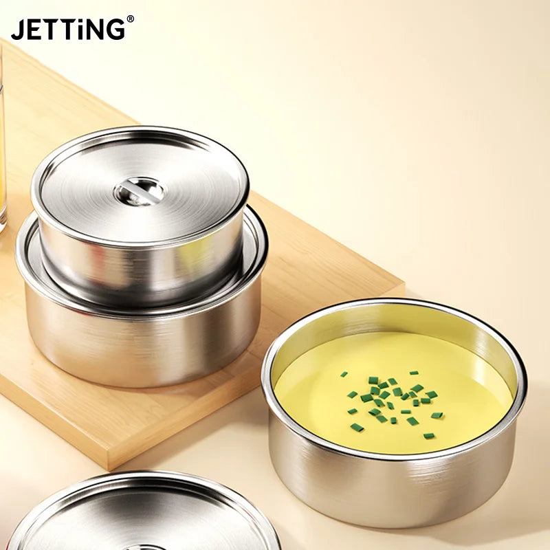 Stainless Steel Steamed Egg Bowl Ramen Rice Fruit Salad Stew Bowls With Lids Soup Cup Food Container Kitchen Tableware Supplies