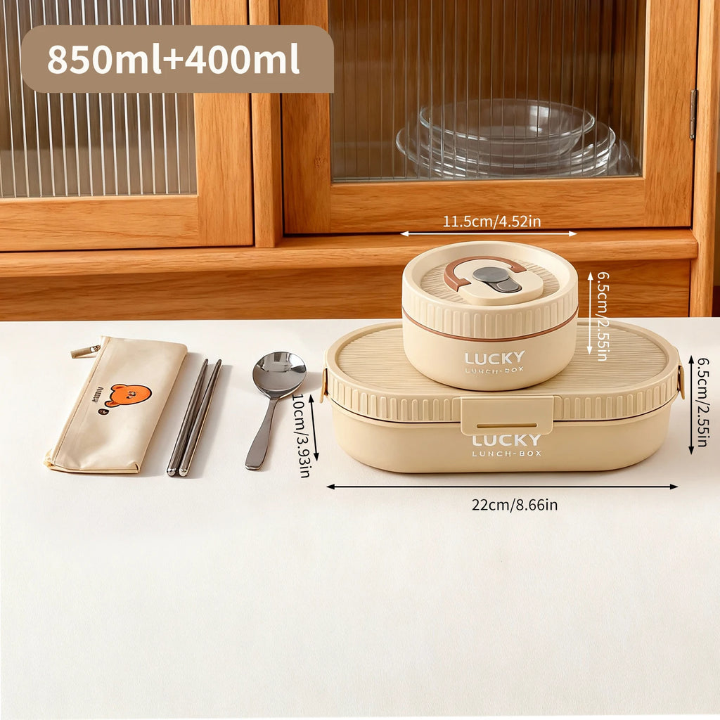 304 Stainless Steel Oval Insulated Lunch Box with Dividers, Leak-Proof, 850 to 1650 ml