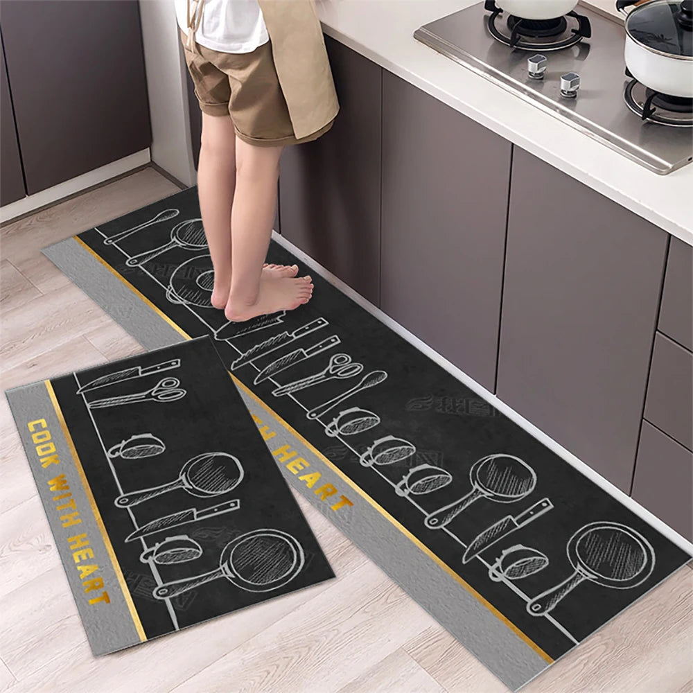Soft Washable Kitchen Floor Mat and Runner, Anti-Slip, 40 to 160cm