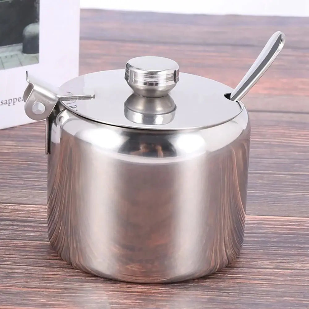 1Pcs Mini Sugar Container with Lid Spoon Sauce Cans Sugar Jam Salt Pot Seasoning Pot Spice Storage Jar Kitchen Supplies