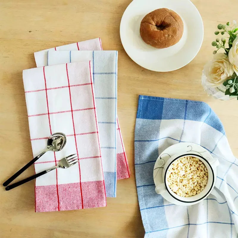 Checkered Cotton Kitchen Towels, 40x60cm, Packs of 4 to 10