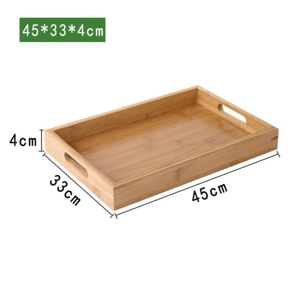 Wooden Rectangular Storage Tray, Serving Plate for Cups, Fruit and Snacks, 6 Sizes
