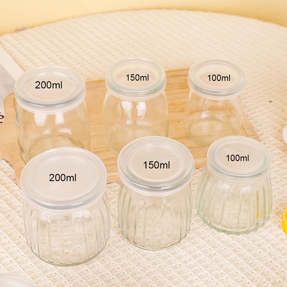 Baking Glass Bottles with Lid Honey Yogurt Pudding Glass Bottle DIY Wishing Bottle Mini Cup Jelly Milk Food Storage Container