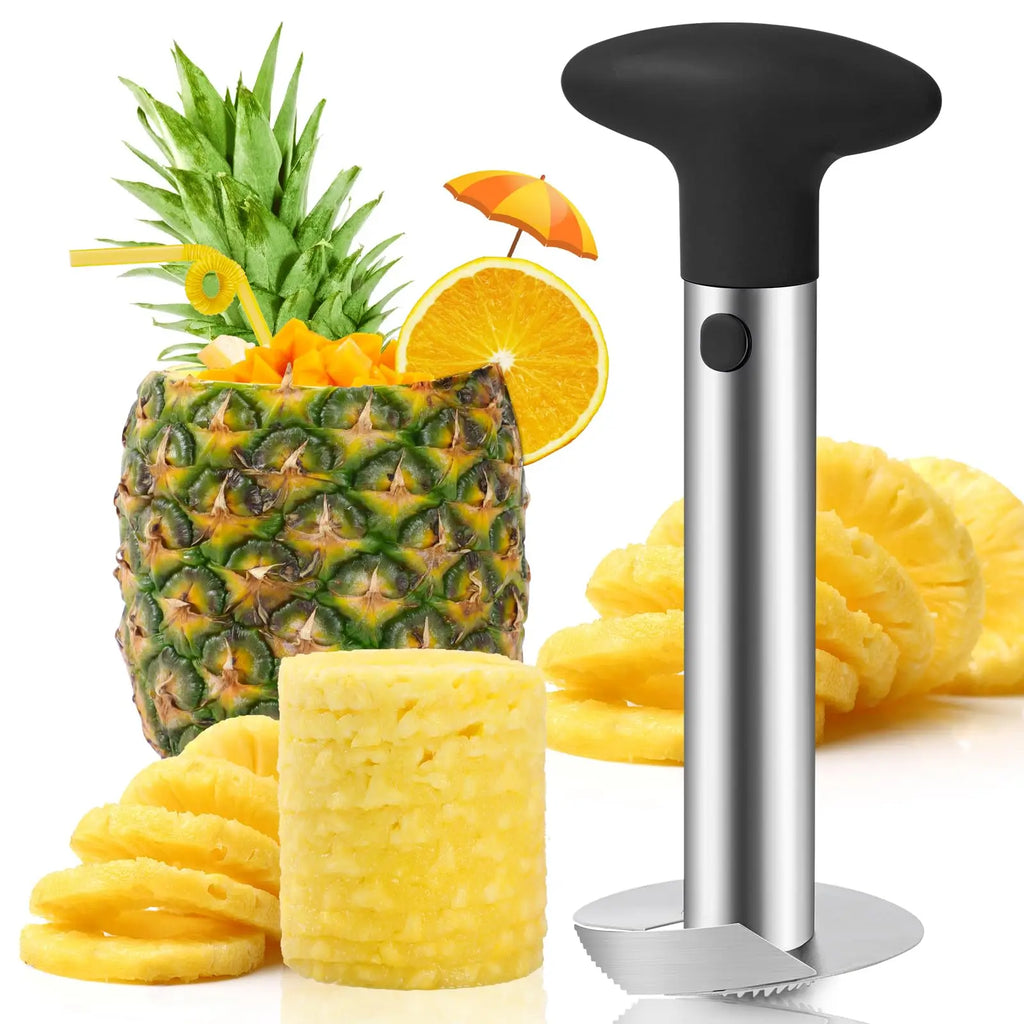 Pineapple Corer and Slicer Tool - Sharp Pineapple Cutter with Serrated Tips Easy to Use and Clean - Stainless Steel Core Remover