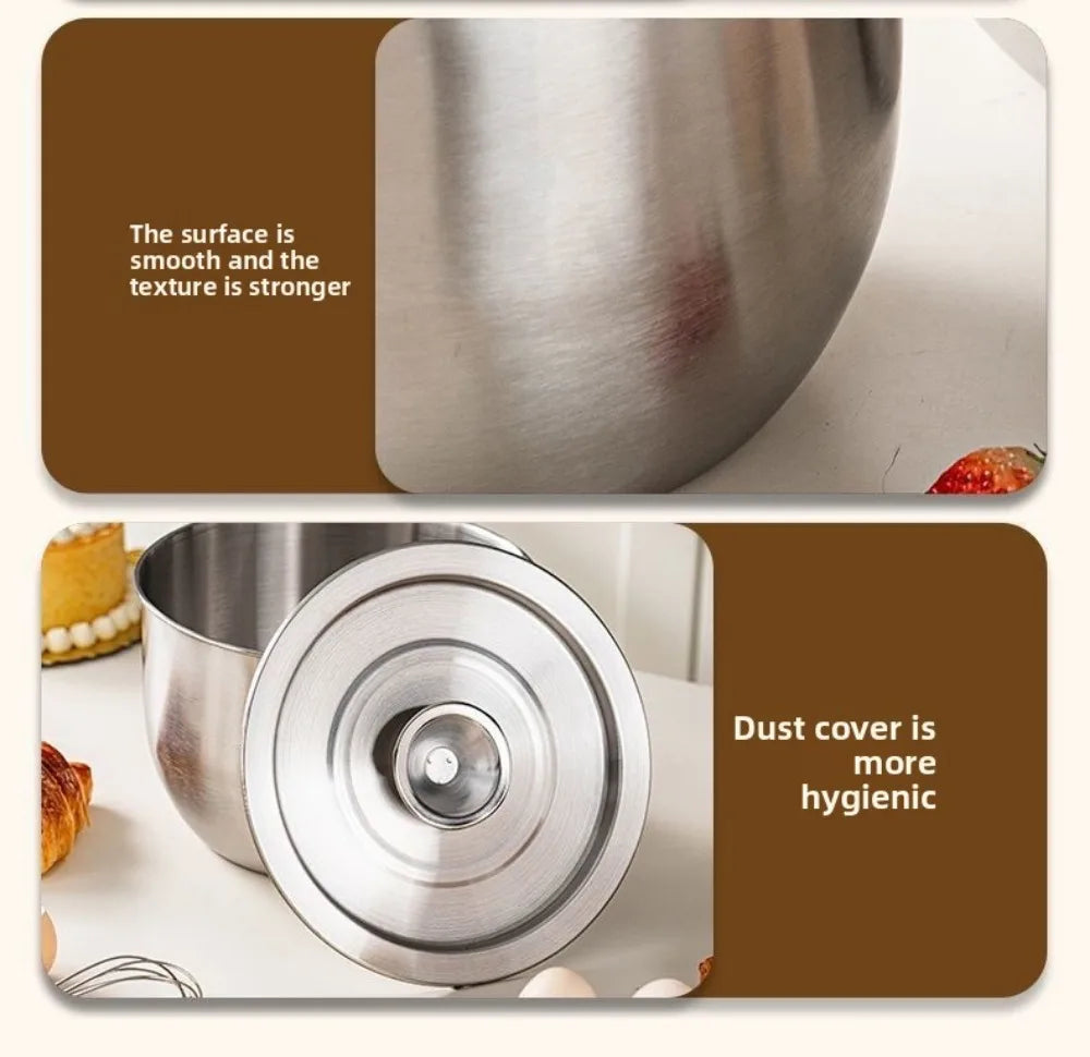 Stainless Steel Mixing Bowl Household Splash Proof Salad Egg Beating Basin Deep Design Bread Cake Fruit Container