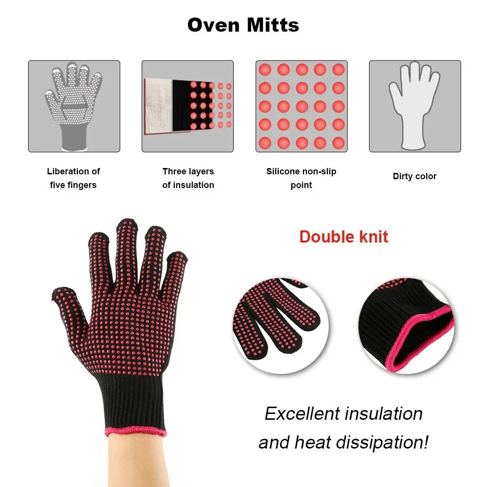 Non-Slip Kitchen and BBQ Gloves, Pair, for Cooking, Grill and Camping