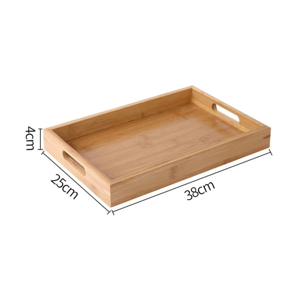 Wooden Rectangular Storage Tray, Serving Plate for Cups, Fruit and Snacks, 6 Sizes