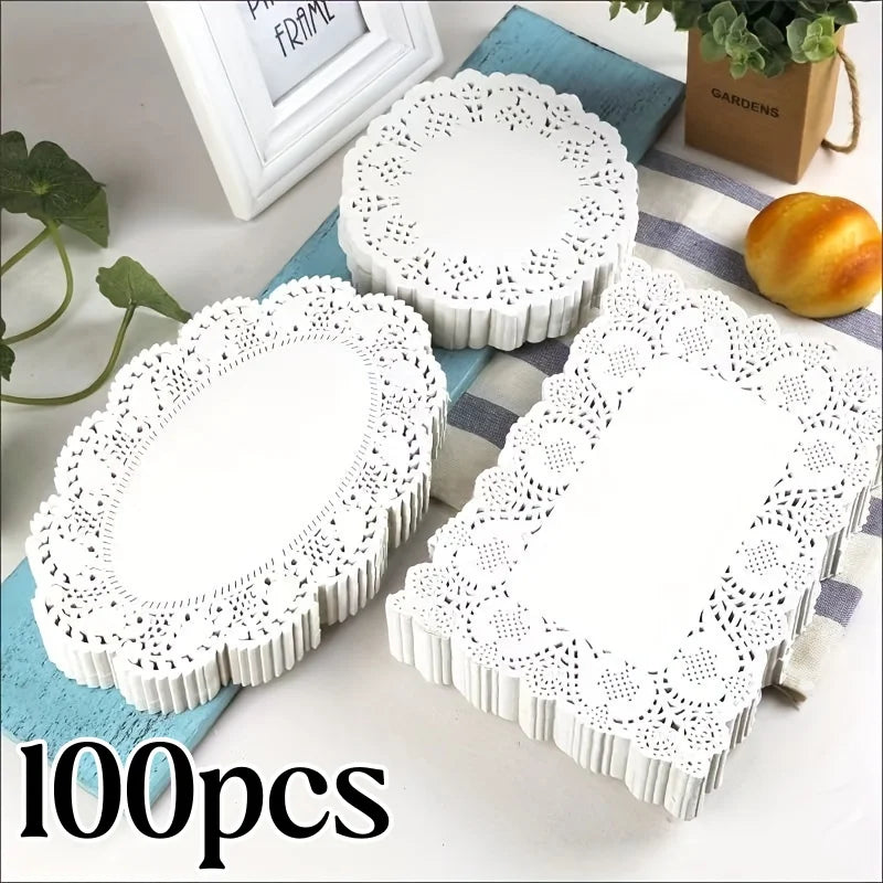 Paper Doilies, Round, Oval or Rectangular, 50 or 100 Pack