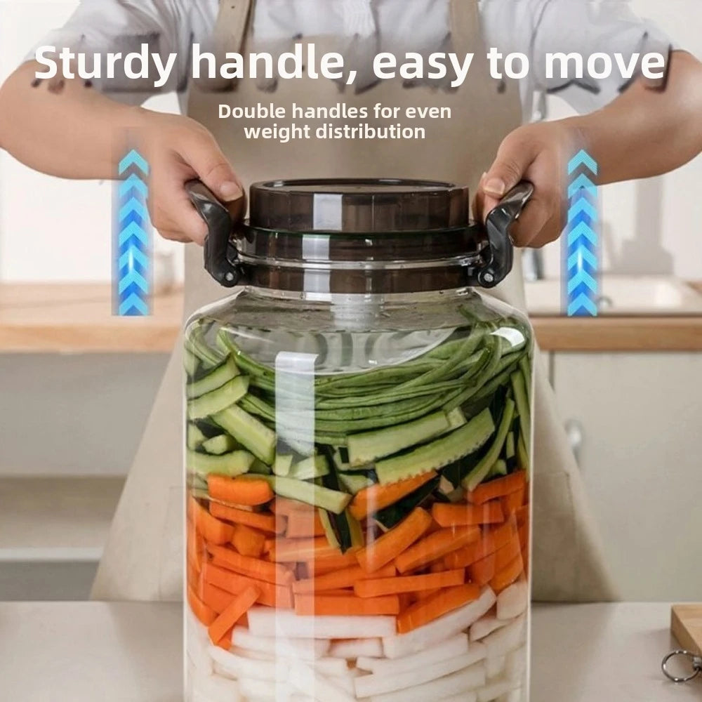 Large Capacity Pickle Jars With Lids Food Grade Sealed Airtight Storage Pitcher Leak-Proof With Handle Hermetic Food Box