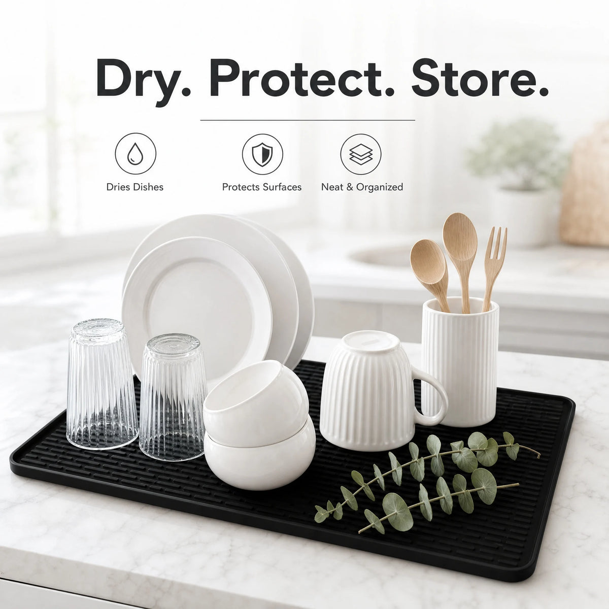 Silicone Stove Top Cover and Dish Drying Mat, 70x50cm, 3mm