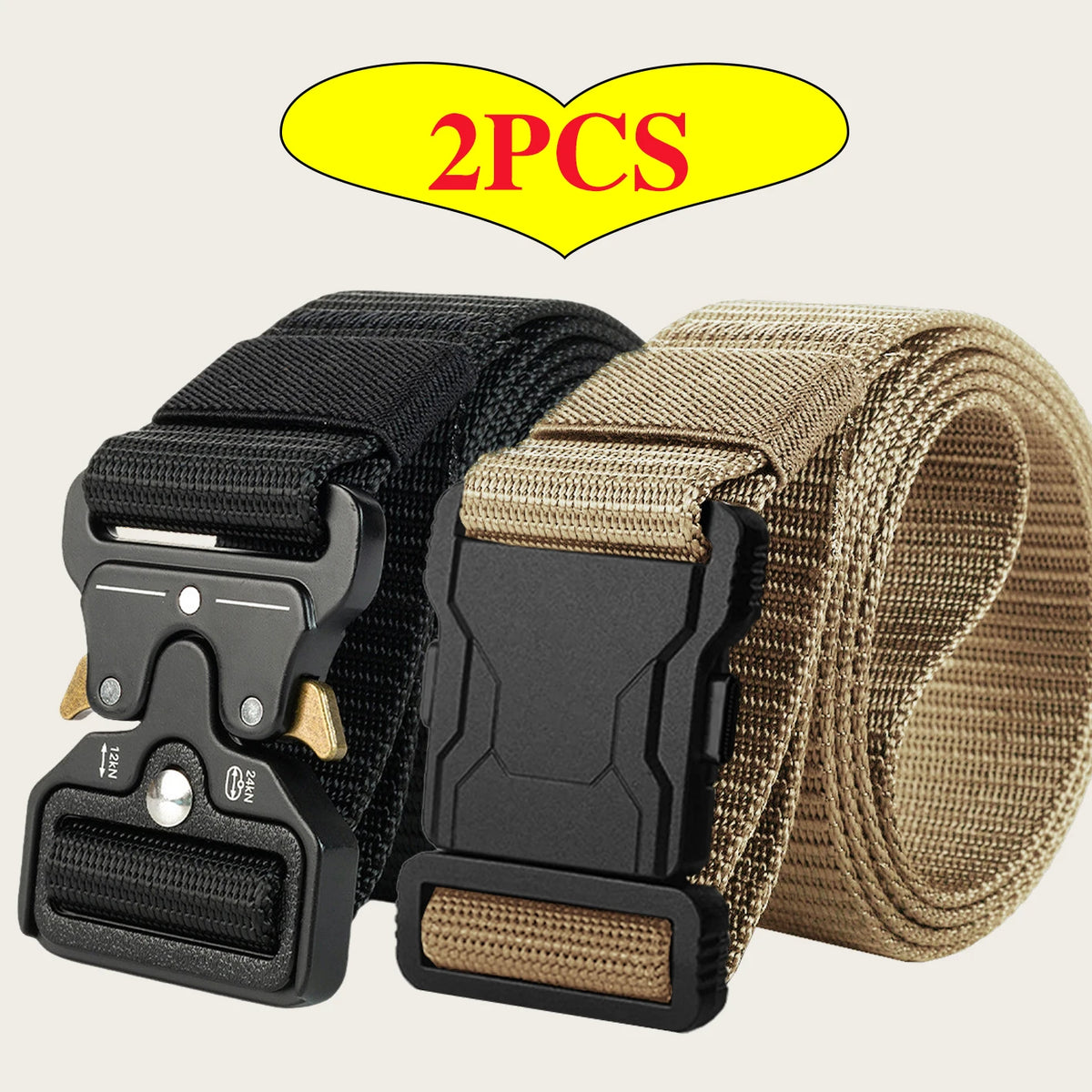 Nylon Web Belt with Quick-Release Buckle, 2 Pack