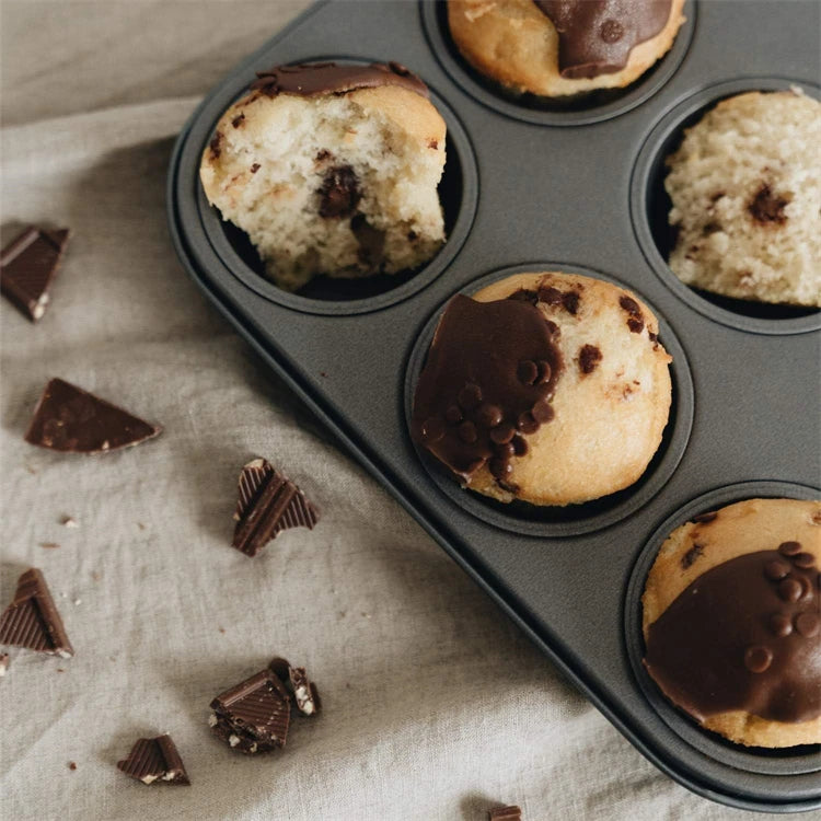 Nonstick 12 Cup Carbon Steel Muffin Tray, Cupcake Baking Pan