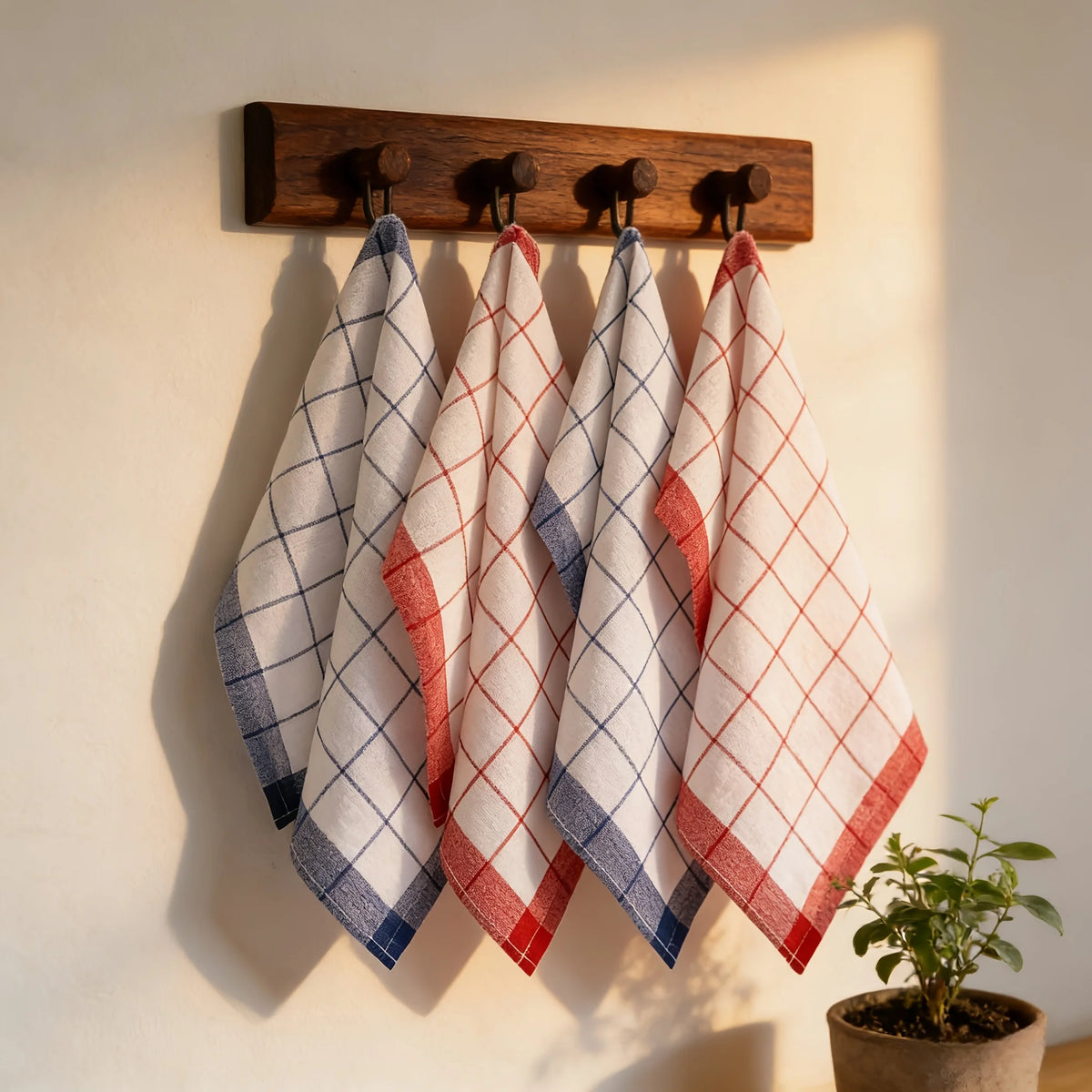 Checkered Cotton Kitchen Towels, 40x60cm, Packs of 4 to 10