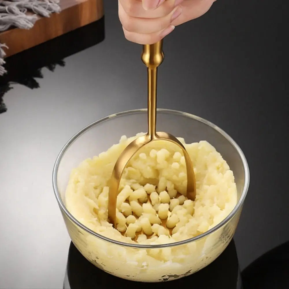 Home Manual Stainless Steel Potato Masher Pressed Pumpkin Rice Smooth Mashed Crusher Fruit Vegetable Press Gold Kitchen Gadgets