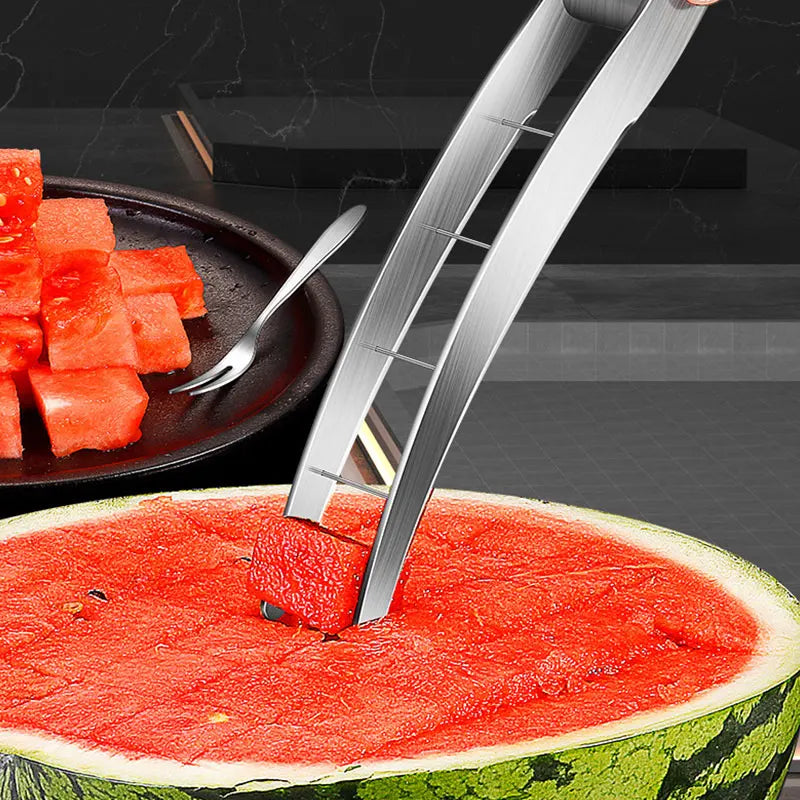 Stainless Steel Watermelon Cube Cutter Slicer, Fruit Knife for Melon Salads and Platters