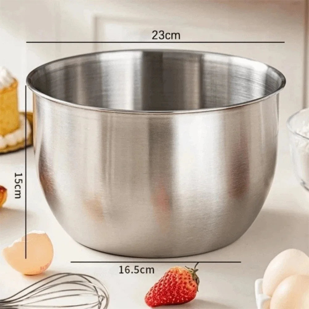 Stainless Steel Mixing Bowl Household Splash Proof Salad Egg Beating Basin Deep Design Bread Cake Fruit Container