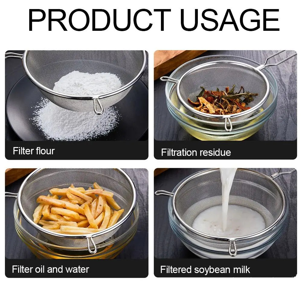 Stainless Steel Fine Mesh Strainer with Handle, 6 to 24cm