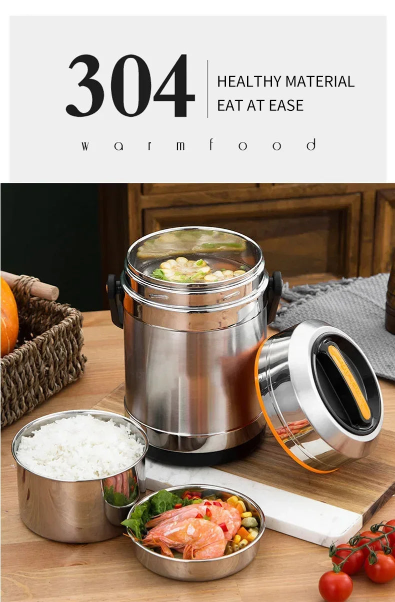 Stainless Steel Insulated Lunch Box, 3 Tier Bento Food Carrier, 1.5 L, 2 L or 2.5 L