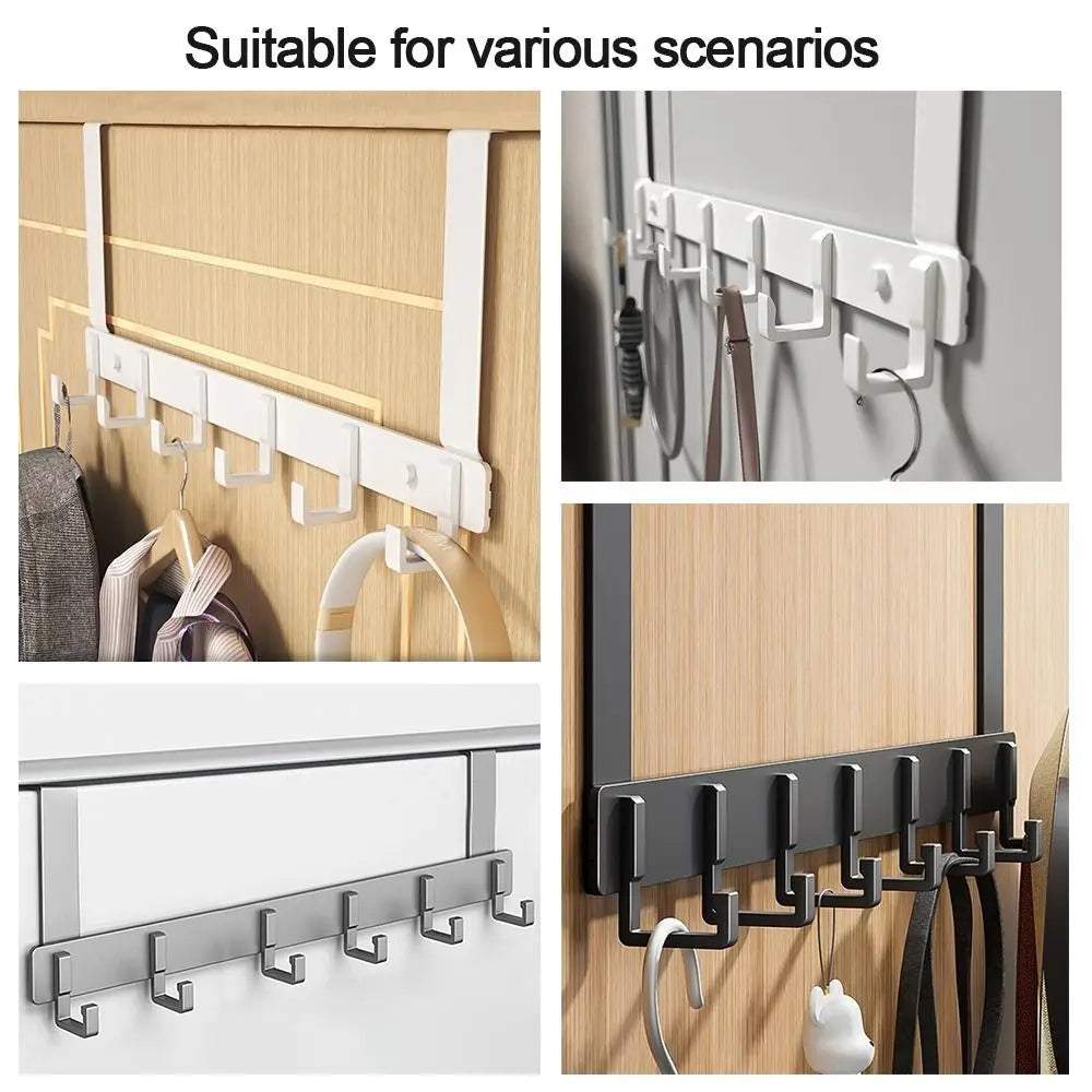 Over-the-Door Hook Rack, 6 Hooks for Coats, Hats and Towels