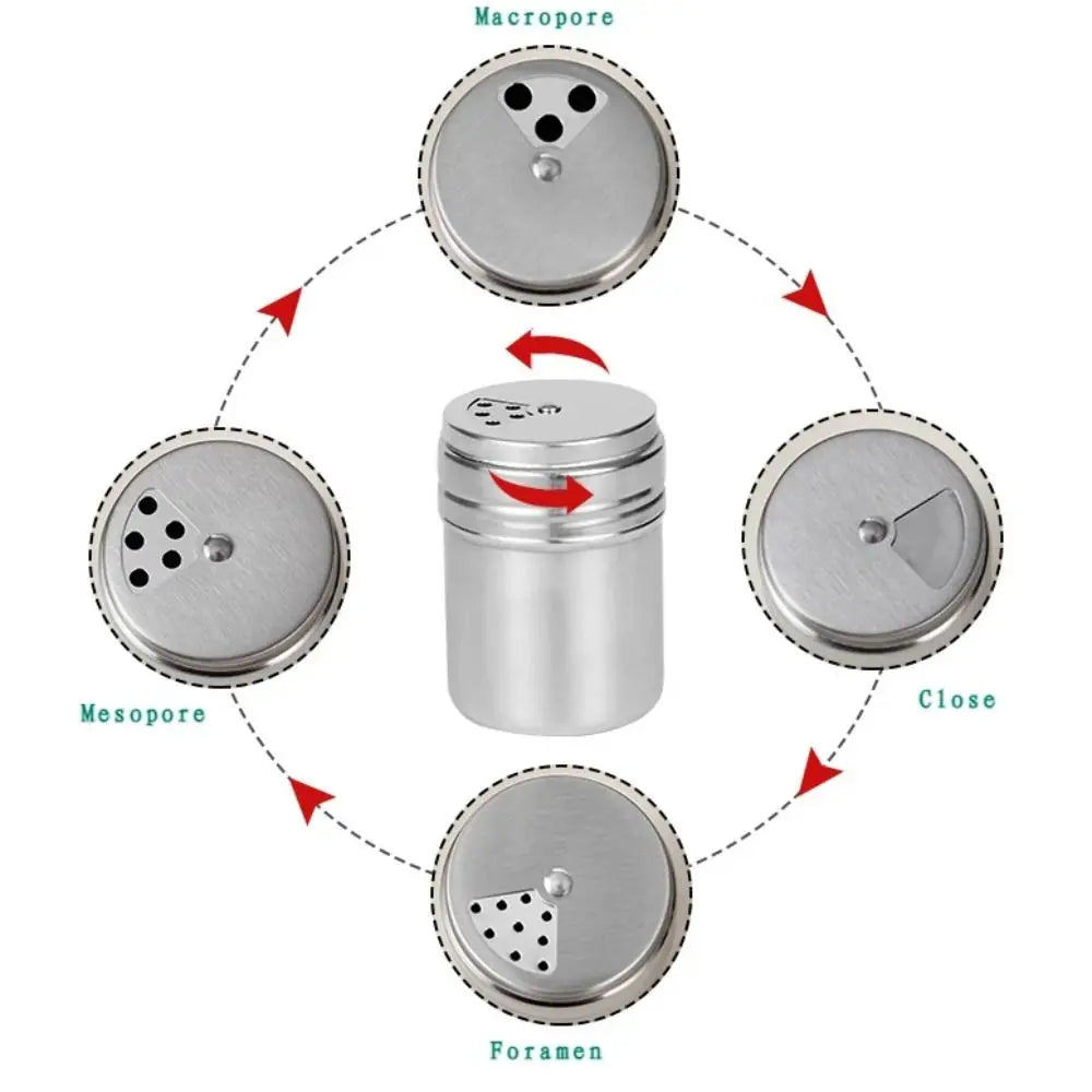 Stainless Steel Seasoning Shaker with Rotating Lid
