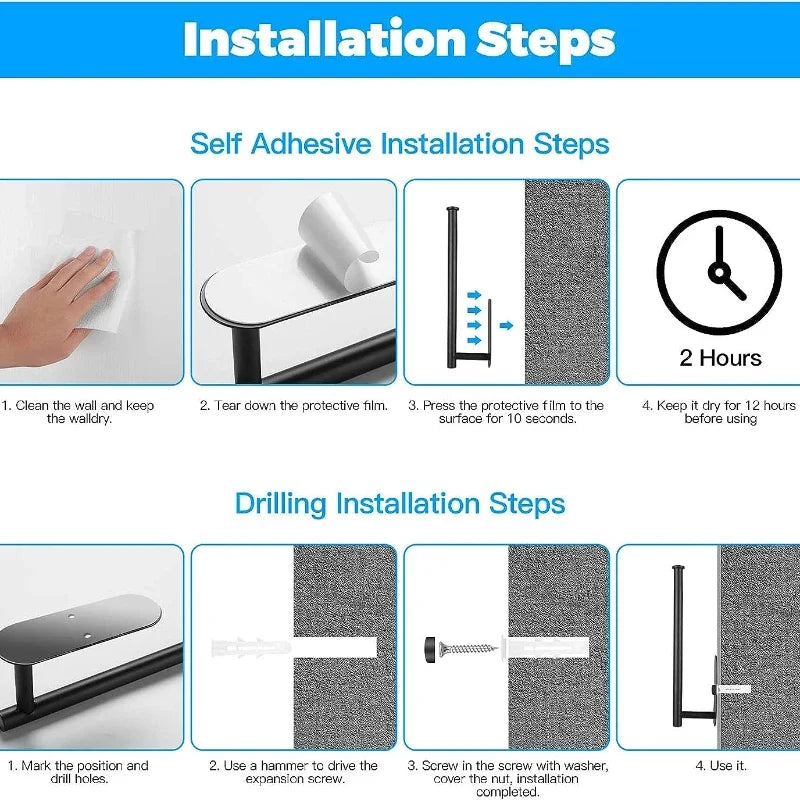 Adhesive Stainless Steel Kitchen Roll and Toilet Paper Holder