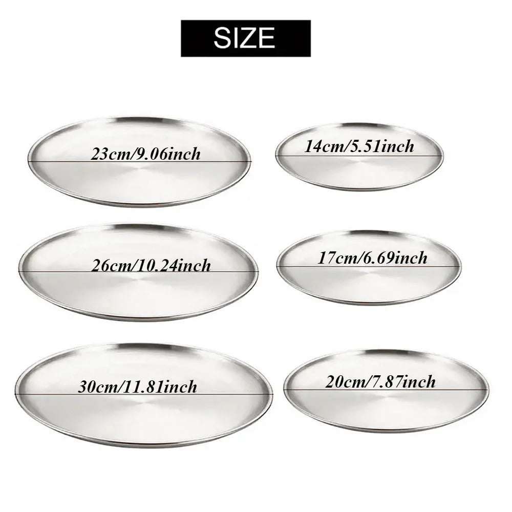 6Pcs Stainless Steel Plate Set BBQ Fried Chicken Barbecue Meat Plate Vegetable Fruit Storage Tray Party Cake Dessert Plate