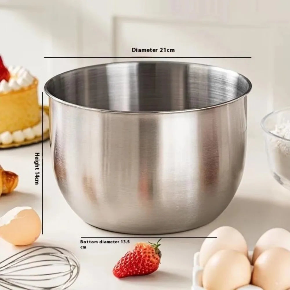 Stainless Steel Mixing Bowl Household Splash Proof Salad Egg Beating Basin Deep Design Bread Cake Fruit Container