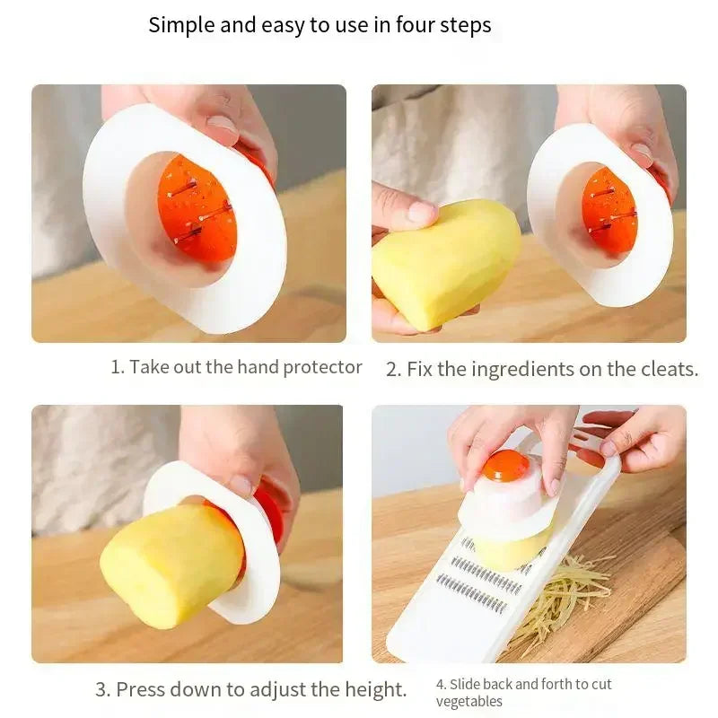 Hand-Held Vegetable Grater and Slicer with Container