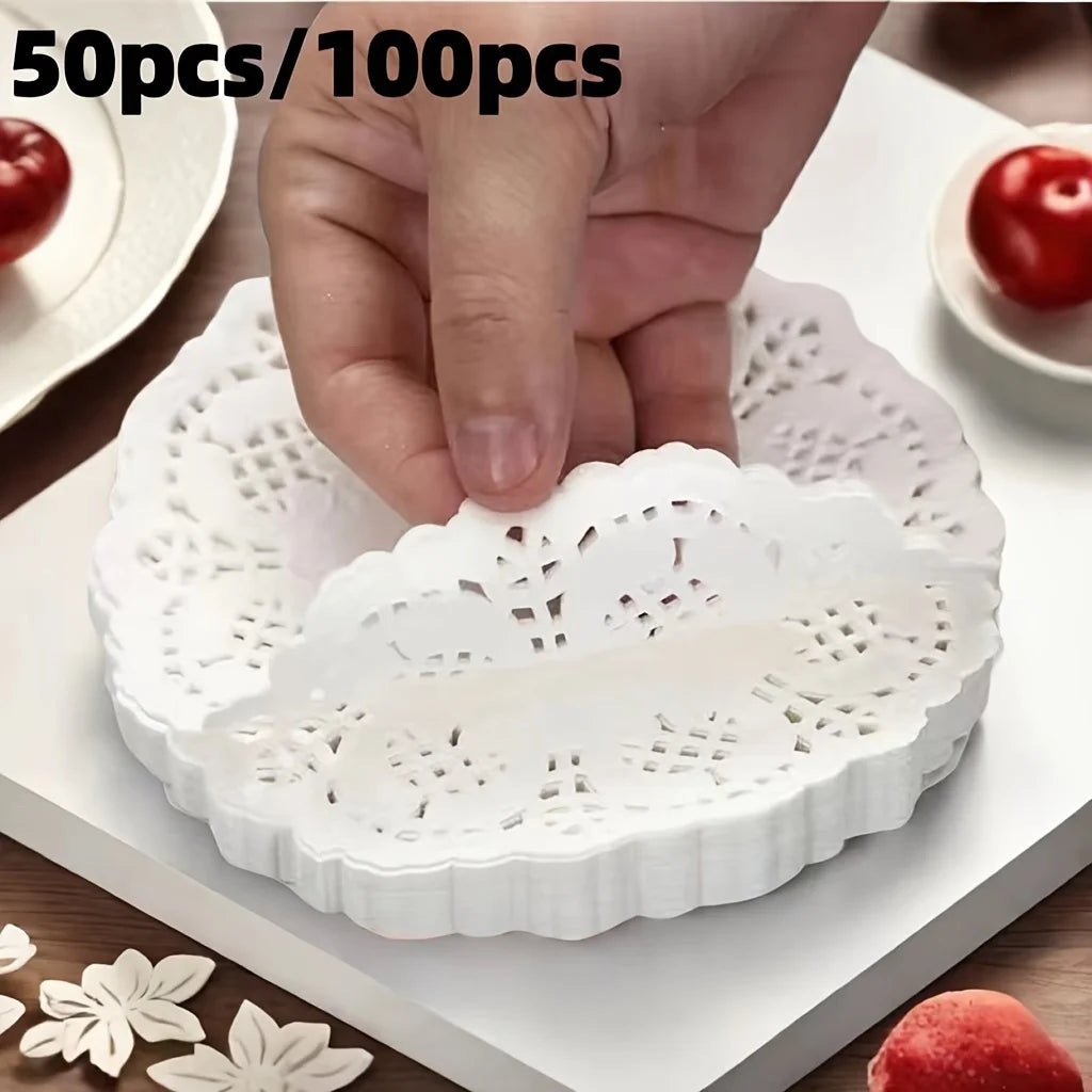 Paper Doilies, Round, Oval or Rectangular, 50 or 100 Pack