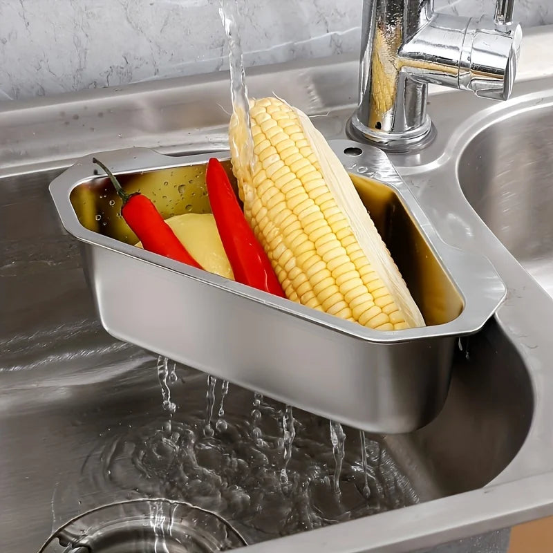 Stainless Steel Triangular Sink Strainer Basket, Silver or Black