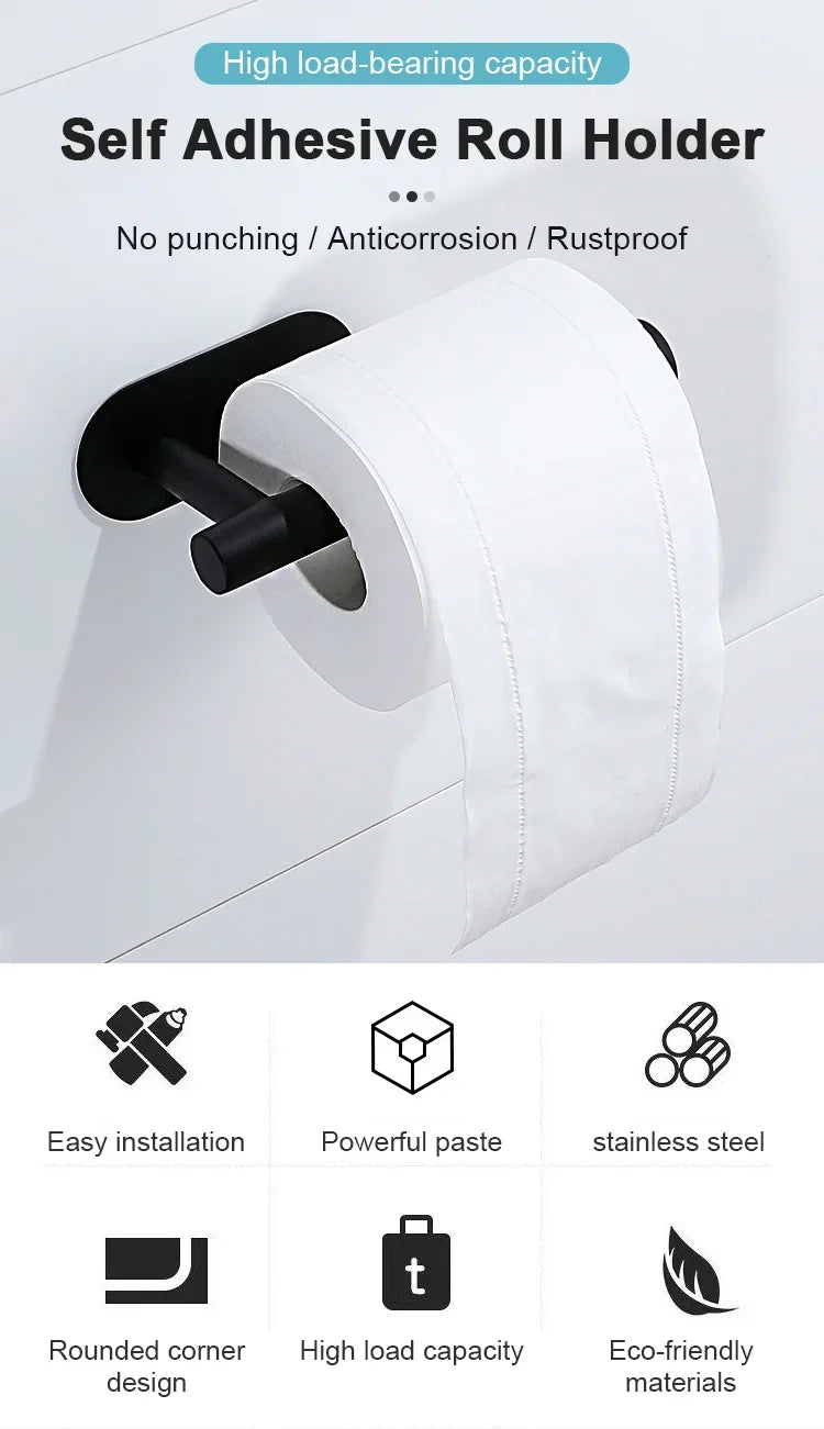 Adhesive Stainless Steel Kitchen Roll and Toilet Paper Holder