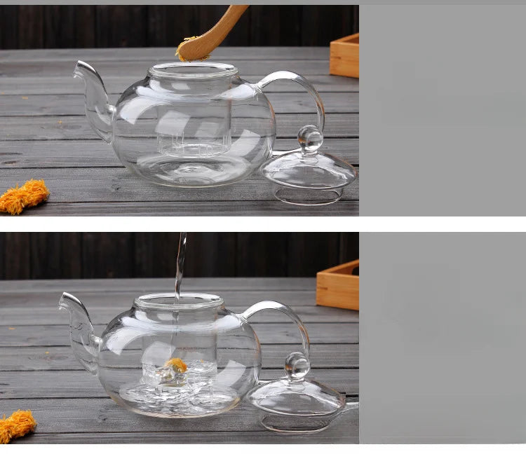 400ml/1000ml Heat-resistant Glass Tea Pot Flower Kettle Kung Fu Teawear Set Tea Strainer Infuser Puer Oolong Barley Pot Teaware