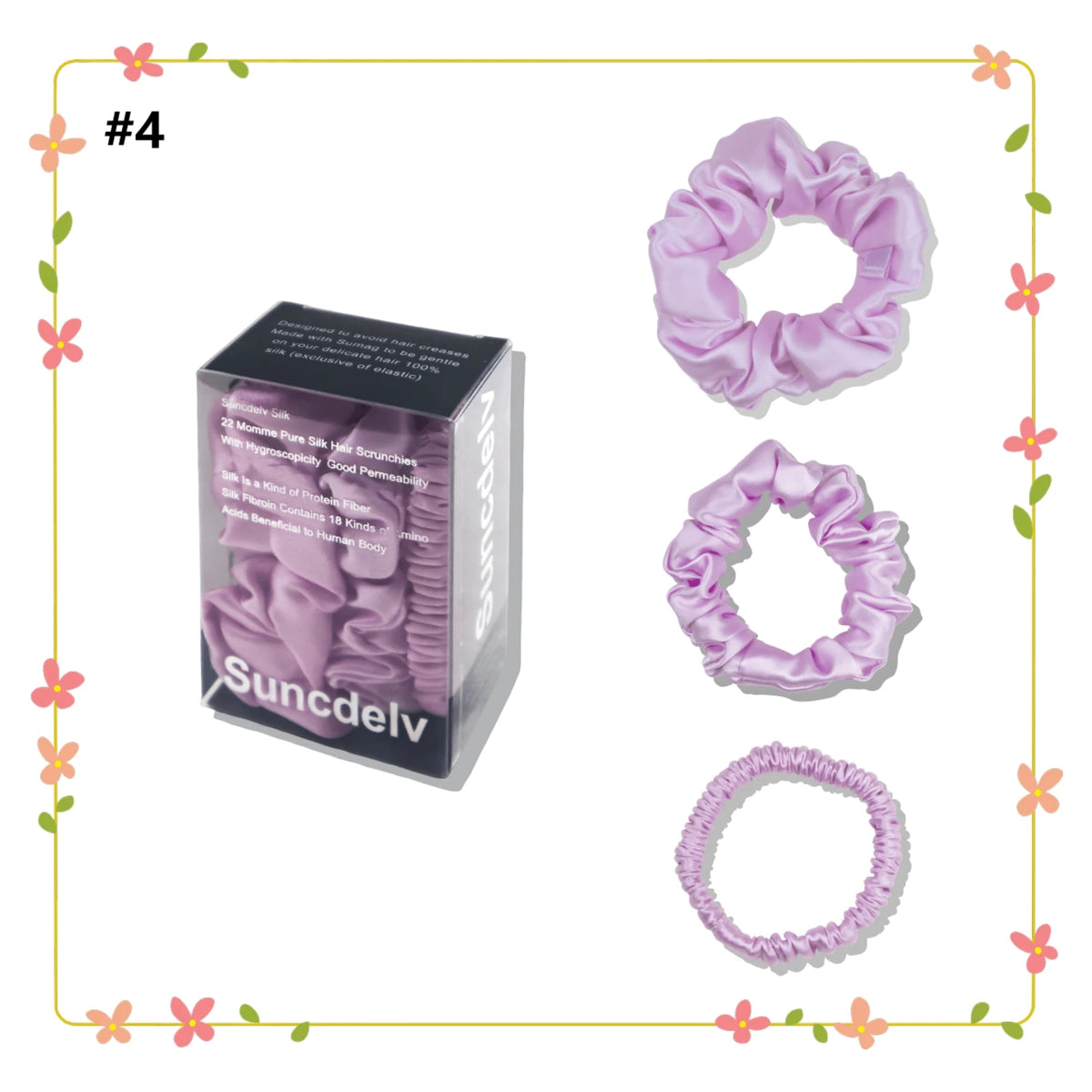 Silk Hair Scrunchies Set of 3, Widths 1cm, 2cm and 3cm