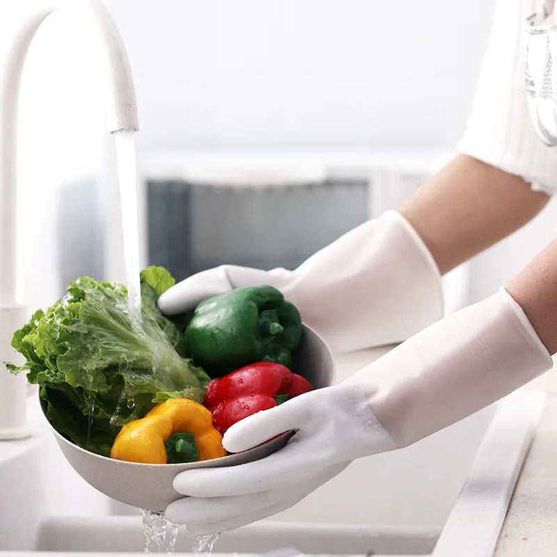 Waterproof Latex Dishwashing Gloves, Thin Household Rubber Cleaning Gloves, S, M or L