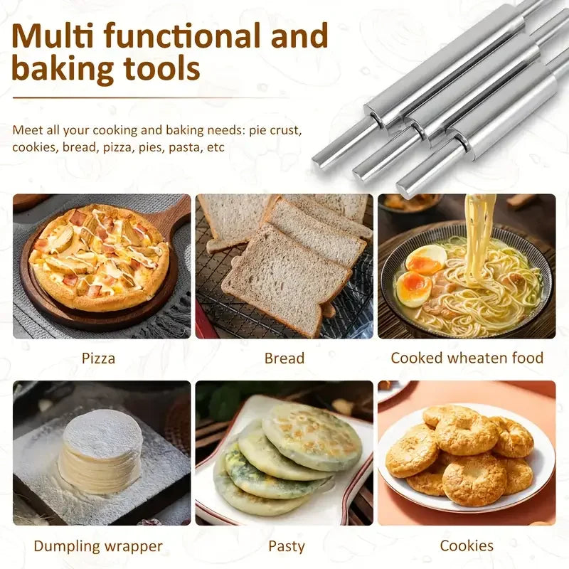Stainless Steel Rolling Pin, Non-Stick Surface, 2 Sizes
