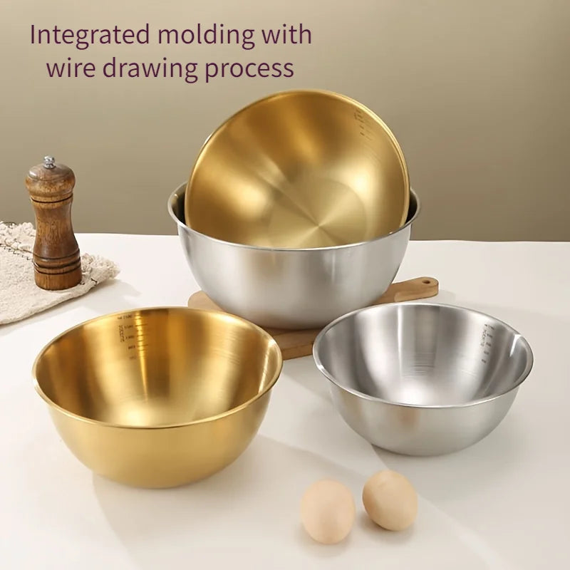 Stainless Steel Mixing Bowl Set of 3, Silver or Gold