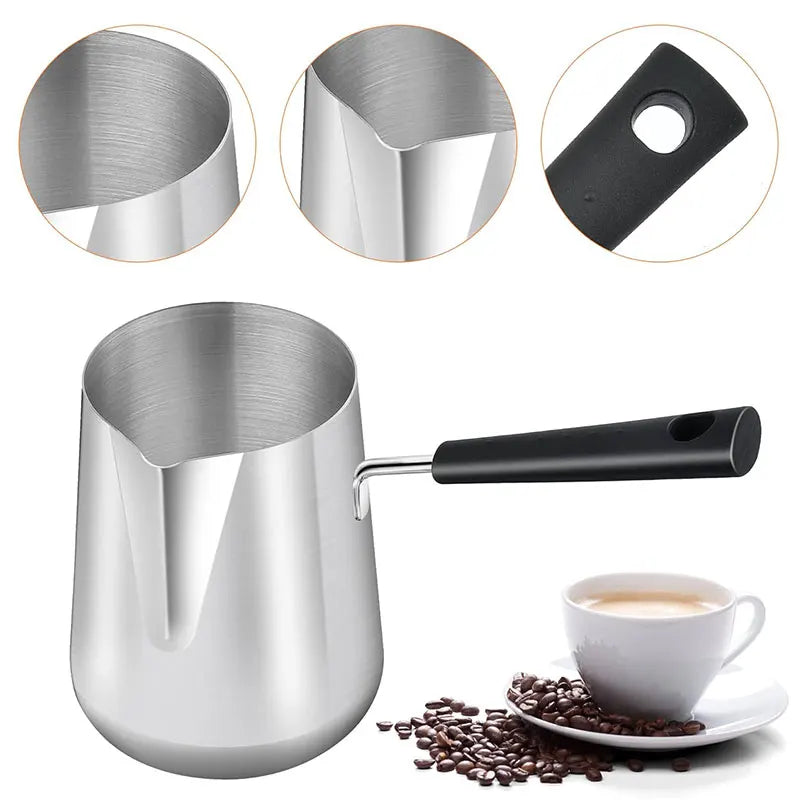 Stainless Steel Turkish Coffee Pot with Long Handle, 350 or 600ml
