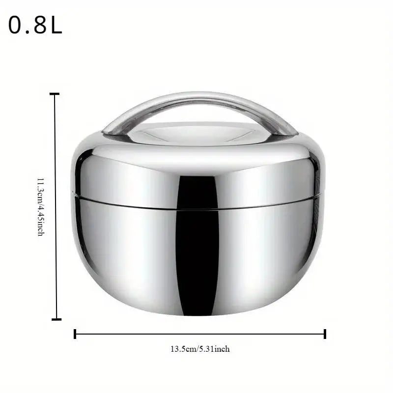 Insulated Stainless Steel Apple Lunch Box with Partition and Lid, 0.8, 1 or 1.3 L